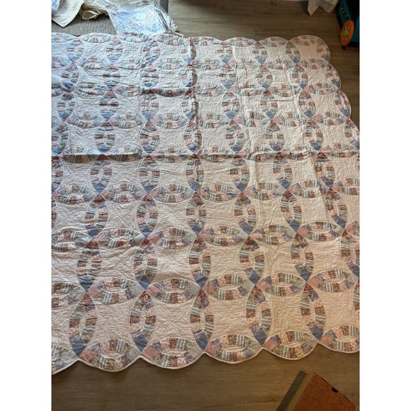 Vintage arch quilts laura's wedding rings quilt, 2 matching shams/ pillowcase